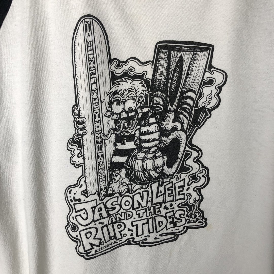 Jason Lee and The RIP Tides 3/4 Sleeve Raglan Band T-Shirt, Men's Size L unclear white type Vintage Second Hand