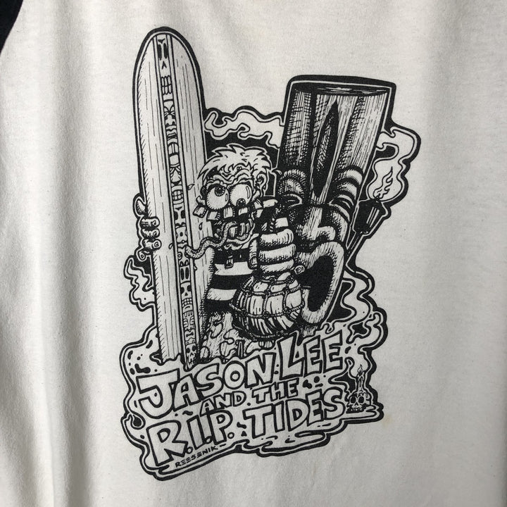Jason Lee and The RIP Tides 3/4 Sleeve Raglan Band T-Shirt, Men's Size L unclear white type Vintage Second Hand
