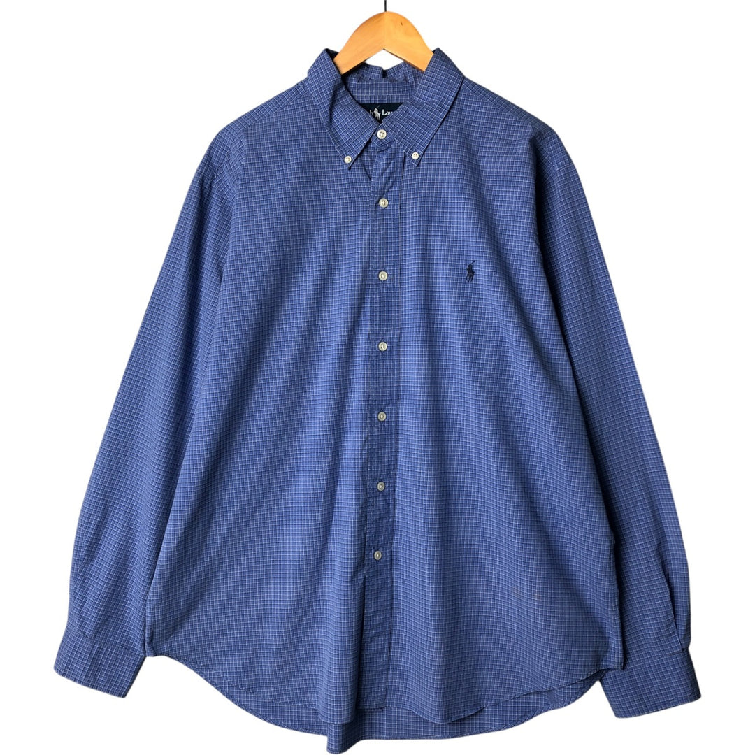 Ralph Lauren Classic Fit Long Sleeve Button Down Check Shirt Men's XL cotton Blue type light blue Vintage Second Hand