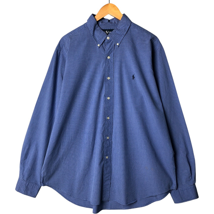 Ralph Lauren Classic Fit Long Sleeve Button Down Check Shirt Men's XL cotton Blue type light blue Vintage Second Hand