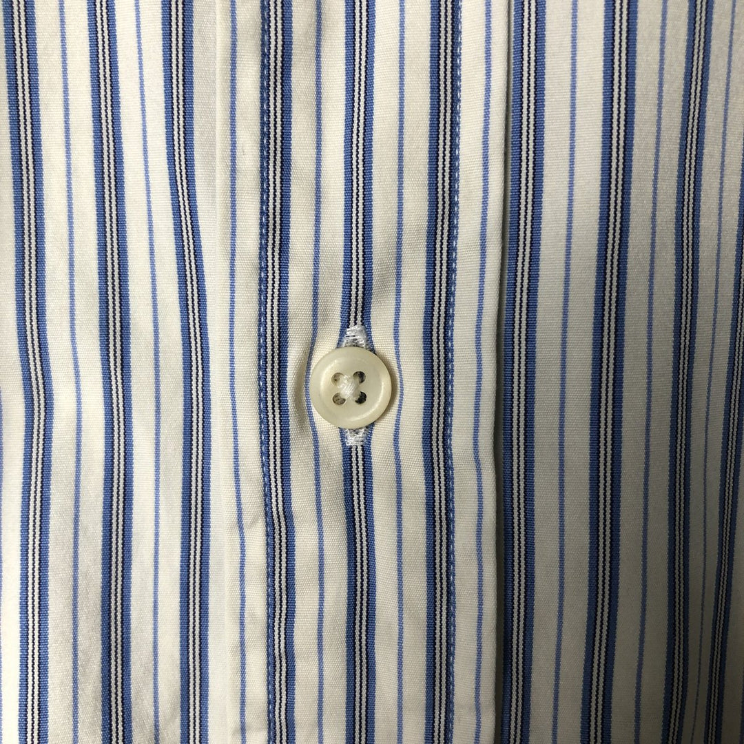 Ralph Lauren POLO by Ralph Lauren long-sleeved wide-collar cotton striped shirt, men's size XL cotton white type Vintage Second Hand