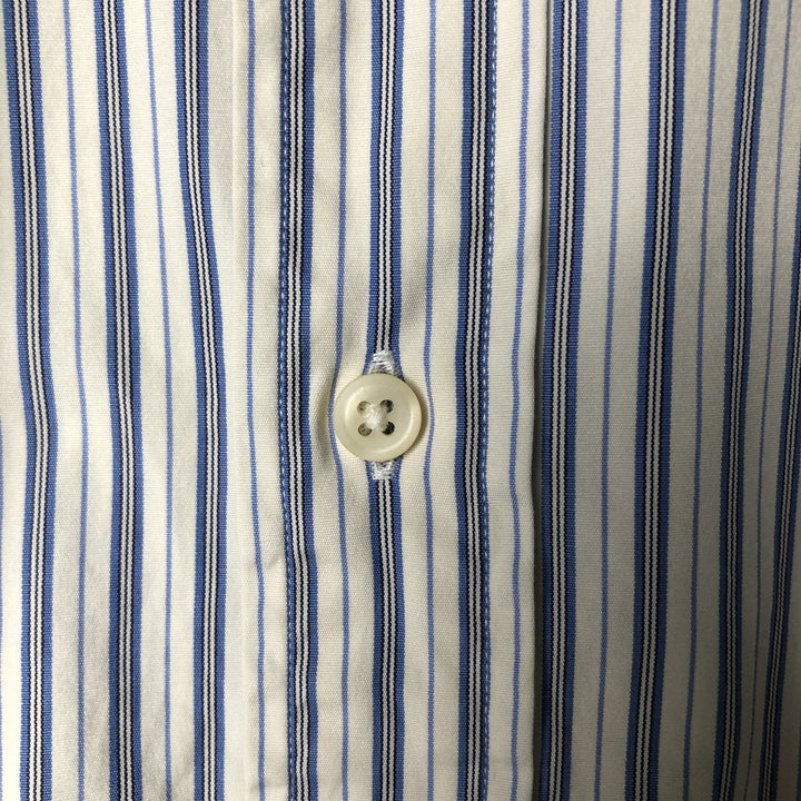 Ralph Lauren POLO by Ralph Lauren long-sleeved wide-collar cotton striped shirt, men's size XL cotton white type Vintage Second Hand