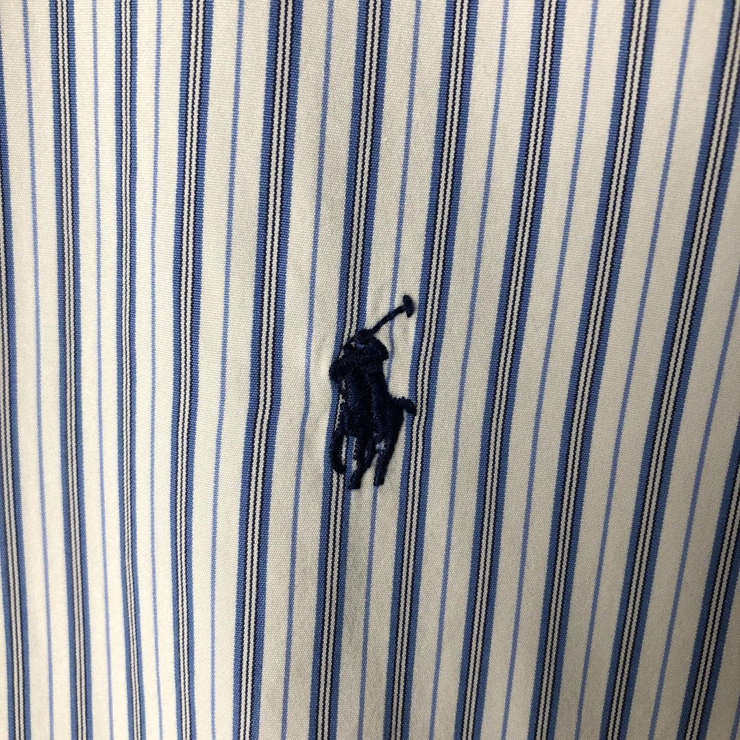 Ralph Lauren POLO by Ralph Lauren long-sleeved wide-collar cotton striped shirt, men's size XL cotton white type Vintage Second Hand