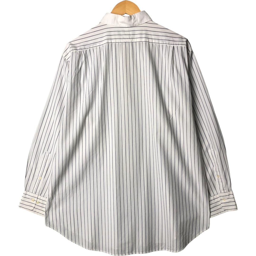 Ralph Lauren POLO by Ralph Lauren long-sleeved wide-collar cotton striped shirt, men's size XXL cotton white type Vintage Second Hand