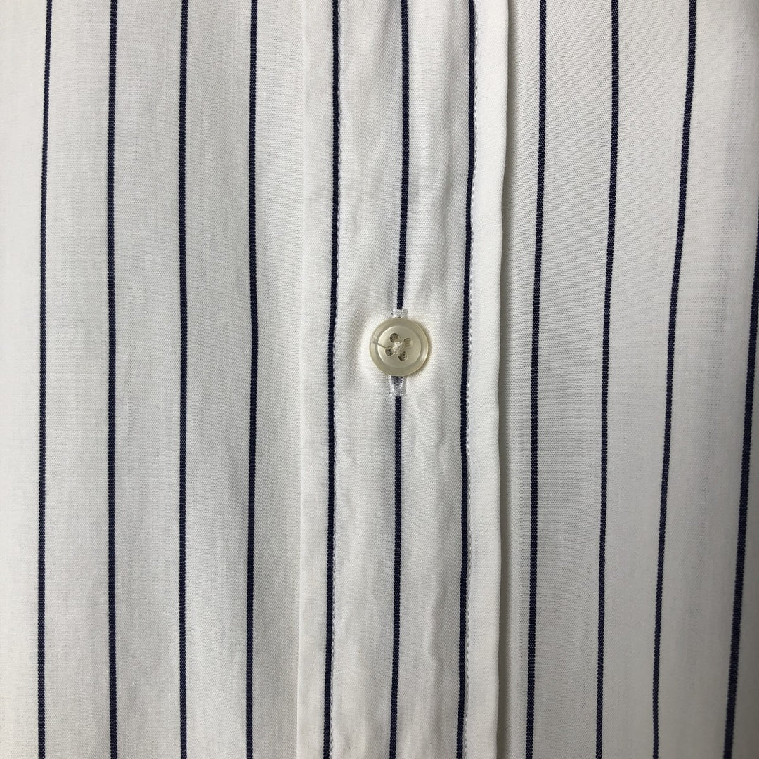 Ralph Lauren POLO by Ralph Lauren long-sleeved wide-collar cotton striped shirt, men's size XXL cotton white type Vintage Second Hand