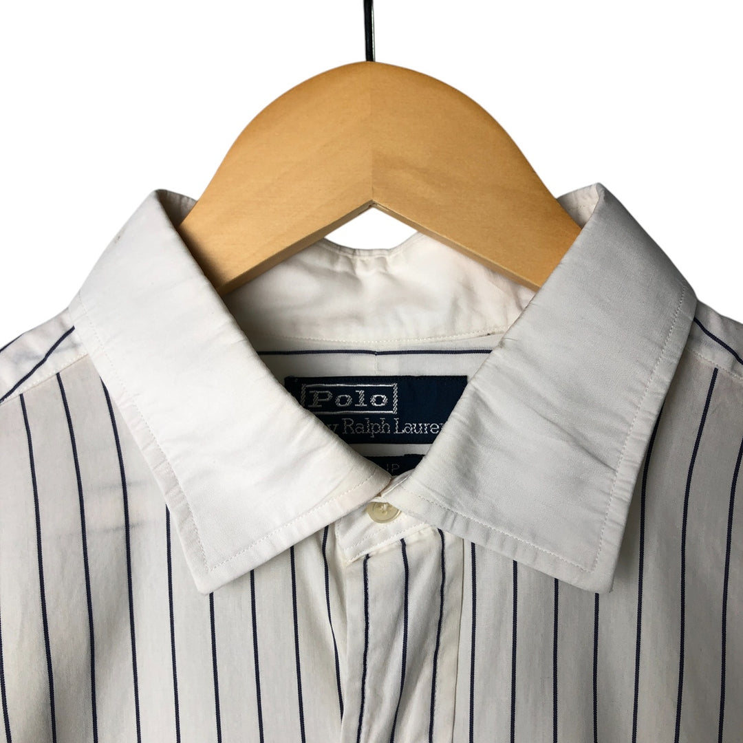 Ralph Lauren POLO by Ralph Lauren long-sleeved wide-collar cotton striped shirt, men's size XXL cotton white type Vintage Second Hand