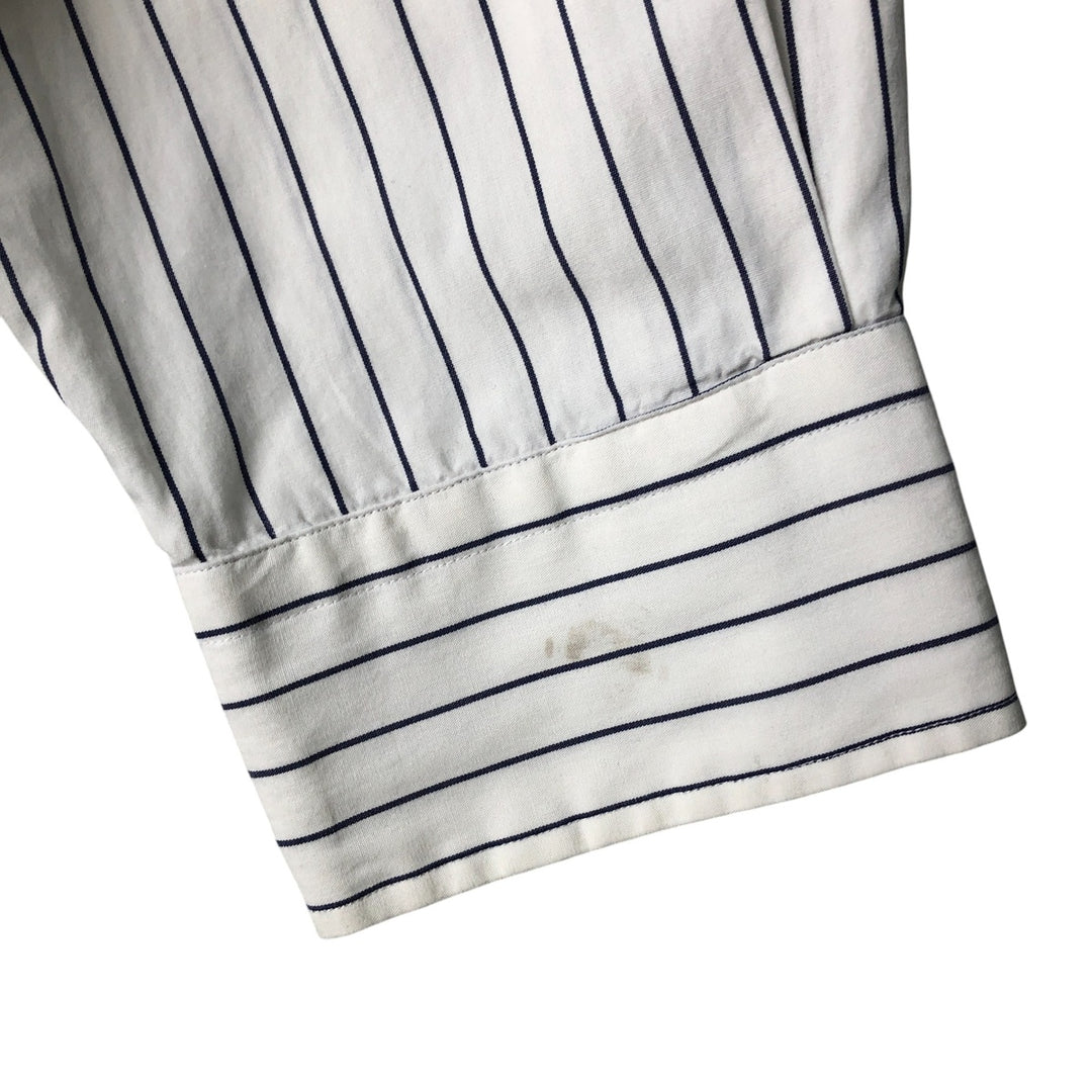 Ralph Lauren POLO by Ralph Lauren long-sleeved wide-collar cotton striped shirt, men's size XXL cotton white type Vintage Second Hand
