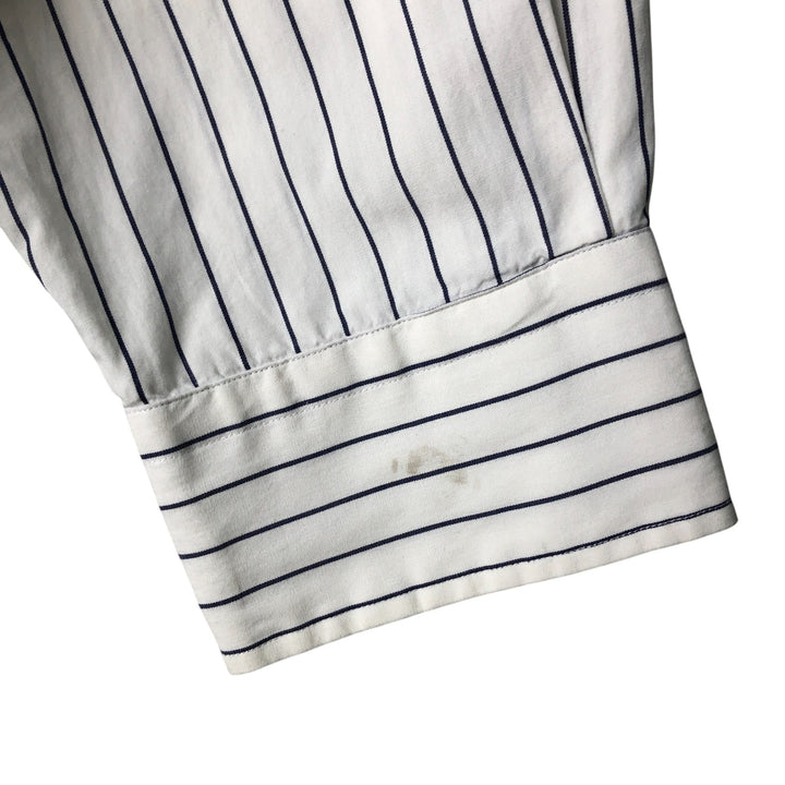 Ralph Lauren POLO by Ralph Lauren long-sleeved wide-collar cotton striped shirt, men's size XXL cotton white type Vintage Second Hand