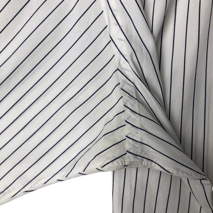 Ralph Lauren POLO by Ralph Lauren long-sleeved wide-collar cotton striped shirt, men's size XXL cotton white type Vintage Second Hand
