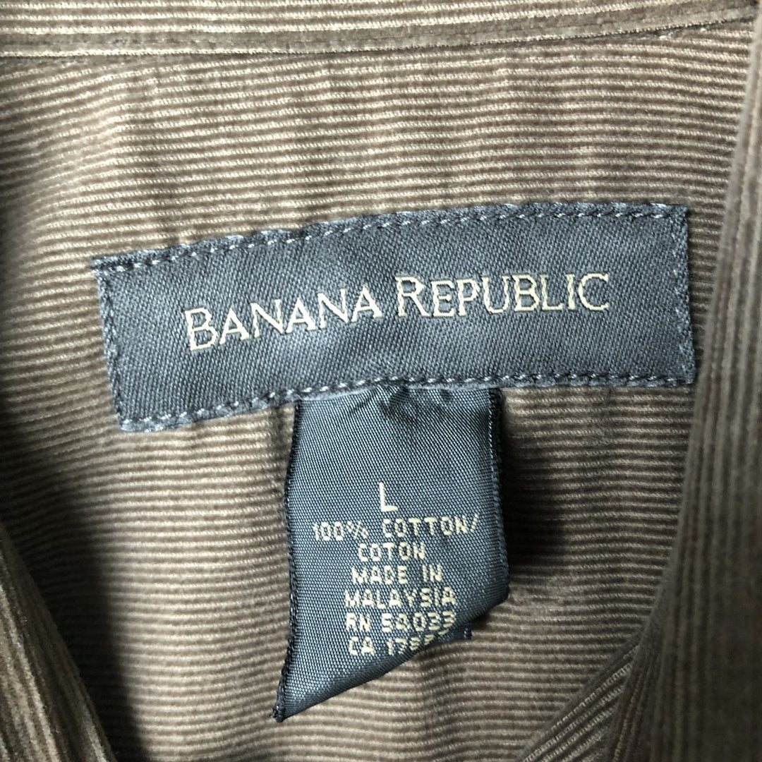2000'S Banana Republic long-sleeved button-down corduroy shirt, men's size L cotton brown type Vintage Second Hand