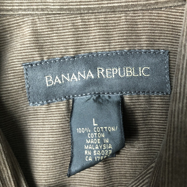 2000'S Banana Republic long-sleeved button-down corduroy shirt, men's size L cotton brown type Vintage Second Hand