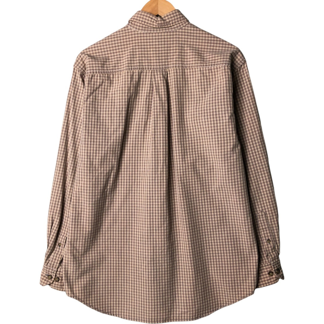 2000'S Carhartt Check Pattern Long Sleeve Button-Down Work Shirt, Men's Size Medium cotton Beige type Vintage Second Hand