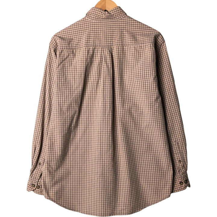 2000'S Carhartt Check Pattern Long Sleeve Button-Down Work Shirt, Men's Size Medium cotton Beige type Vintage Second Hand