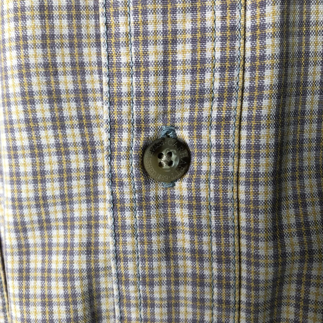 2000'S Carhartt Check Pattern Long Sleeve Button-Down Work Shirt, Men's Size Medium cotton Beige type Vintage Second Hand