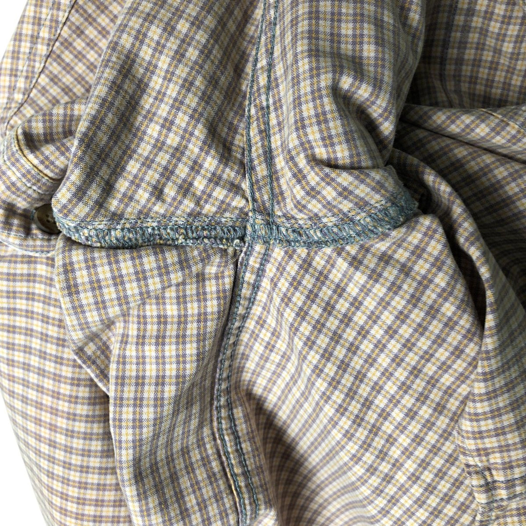 2000'S Carhartt Check Pattern Long Sleeve Button-Down Work Shirt, Men's Size Medium cotton Beige type Vintage Second Hand