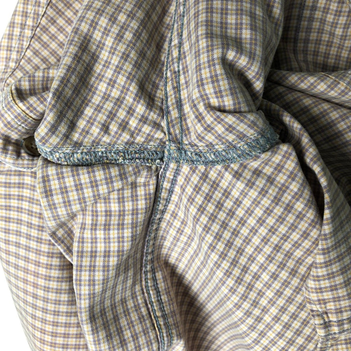 2000'S Carhartt Check Pattern Long Sleeve Button-Down Work Shirt, Men's Size Medium cotton Beige type Vintage Second Hand