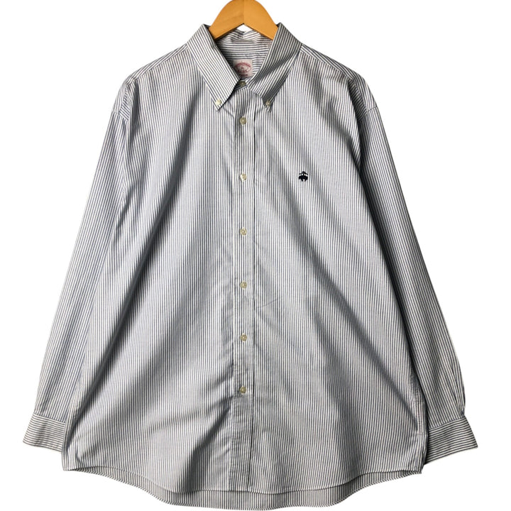 Brooks Brothers Est.1818 Long Sleeve Button-Down Striped Shirt, Men's XL Supima Cotton white type Vintage Second Hand