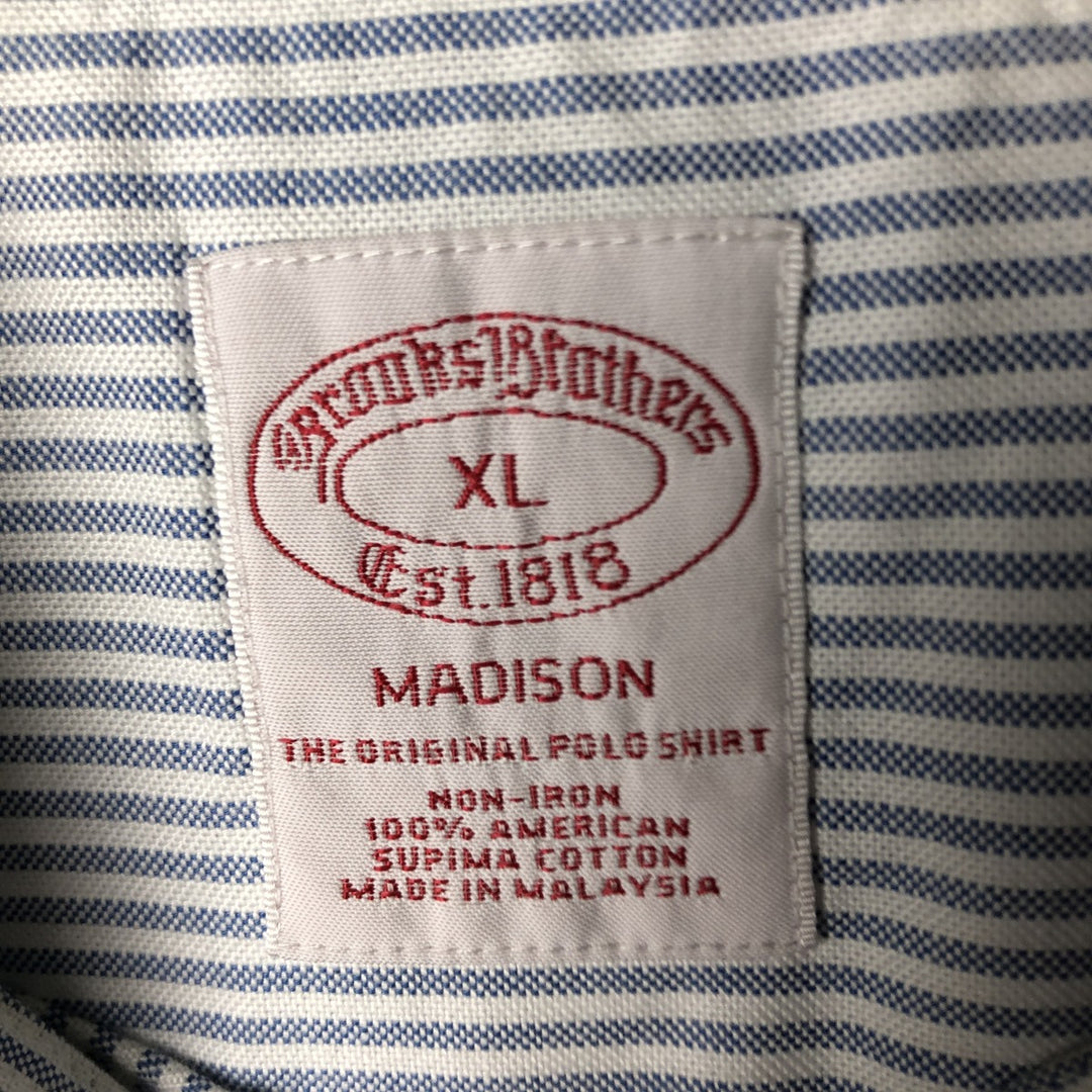 Brooks Brothers Est.1818 Long Sleeve Button-Down Striped Shirt, Men's XL Supima Cotton white type Vintage Second Hand