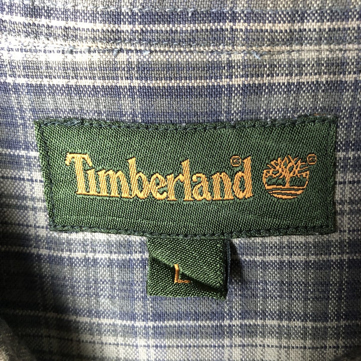 Vintage 90s-00'S Timberland long-sleeved button-down check shirt, men's size L cotton Khaki type Vintage Second Hand