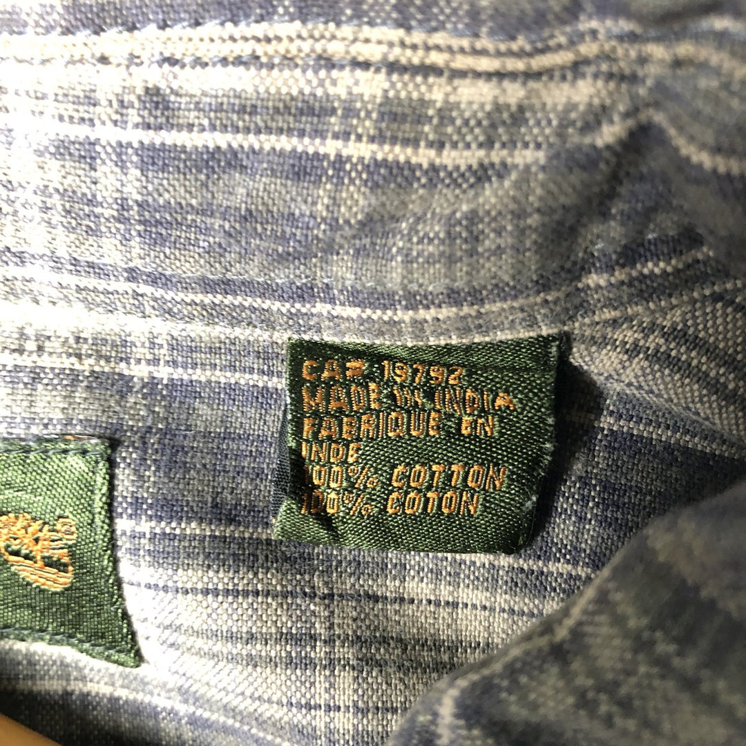 Vintage 90s-00'S Timberland long-sleeved button-down check shirt, men's size L cotton Khaki type Vintage Second Hand
