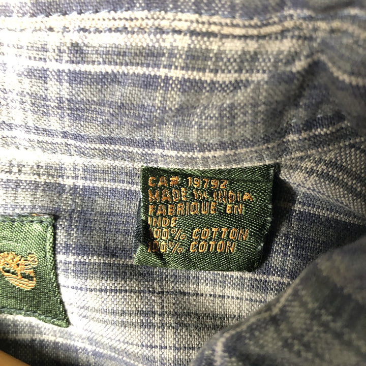 Vintage 90s-00'S Timberland long-sleeved button-down check shirt, men's size L cotton Khaki type Vintage Second Hand