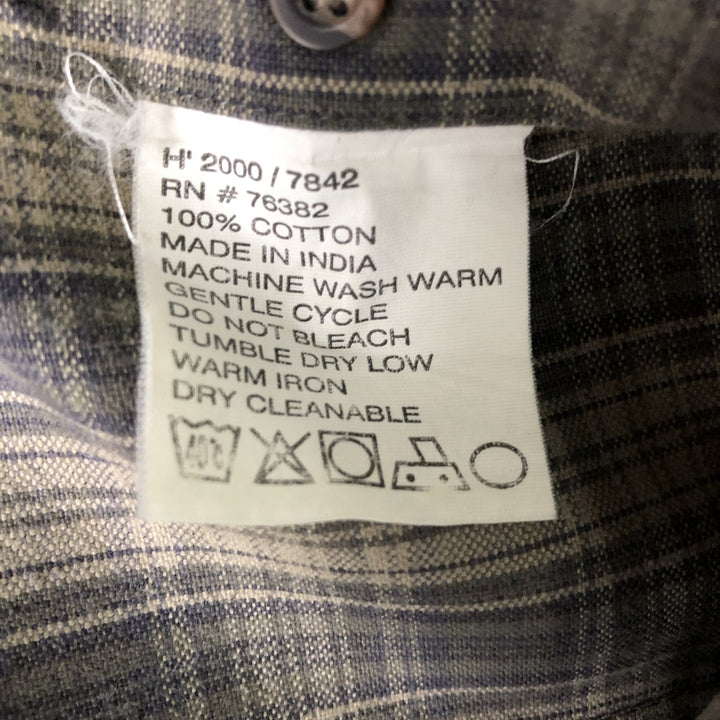 Vintage 90s-00'S Timberland long-sleeved button-down check shirt, men's size L cotton Khaki type Vintage Second Hand