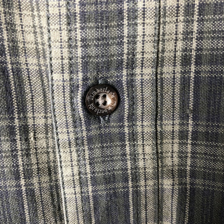 Vintage 90s-00'S Timberland long-sleeved button-down check shirt, men's size L cotton Khaki type Vintage Second Hand