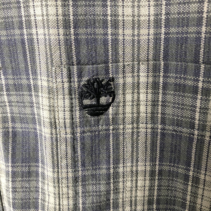 Vintage 90s-00'S Timberland long-sleeved button-down check shirt, men's size L cotton Khaki type Vintage Second Hand