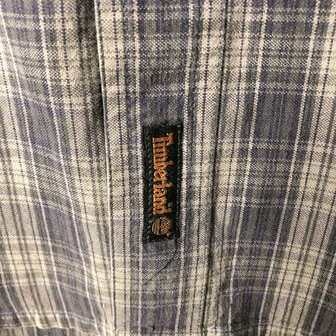 Vintage 90s-00'S Timberland long-sleeved button-down check shirt, men's size L cotton Khaki type Vintage Second Hand