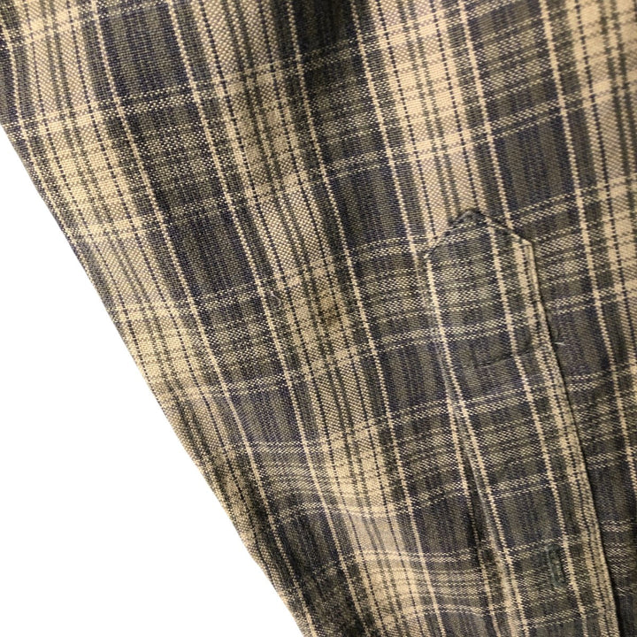 Vintage 90s-00'S Timberland long-sleeved button-down check shirt, men's size L cotton Khaki type Vintage Second Hand