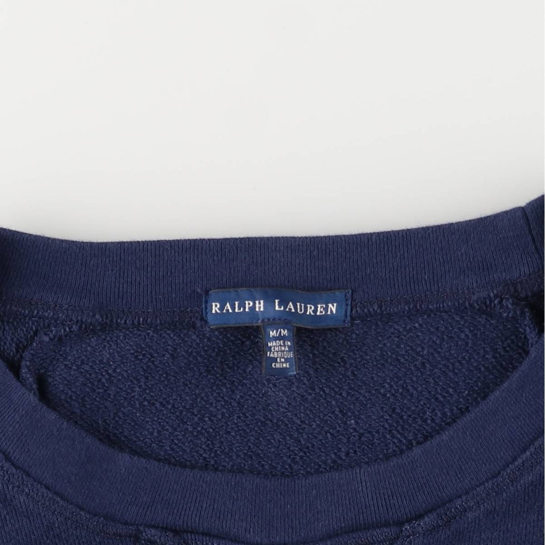 Ralph Lauren One-Point Logo Sweatshirt, Women's Size M cotton navy blue type Vintage Second Hand