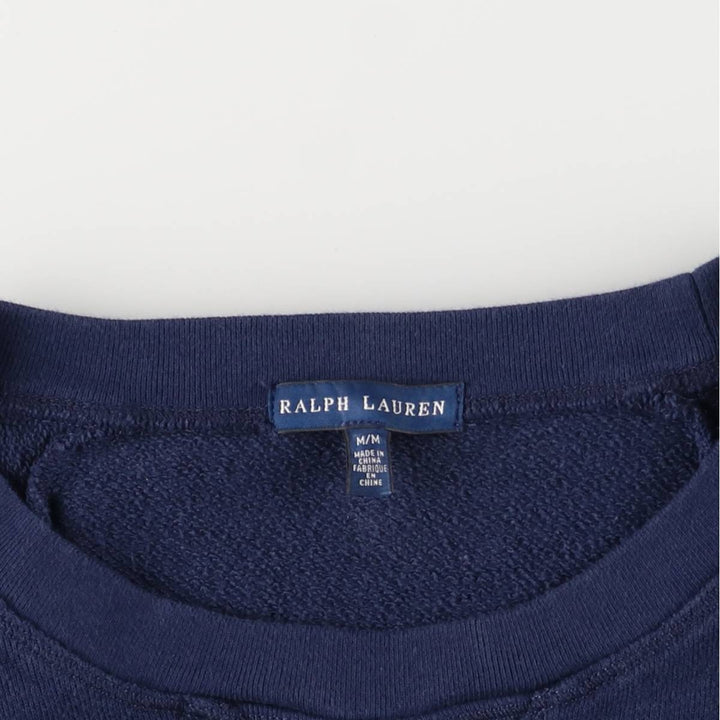 Ralph Lauren One-Point Logo Sweatshirt, Women's Size M cotton navy blue type Vintage Second Hand