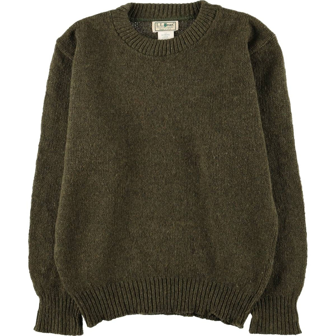 Vintage LLBean wool knit sweater from the 1970'S to 1980s, made in the USA, size L. wool Khaki type Vintage Second Hand