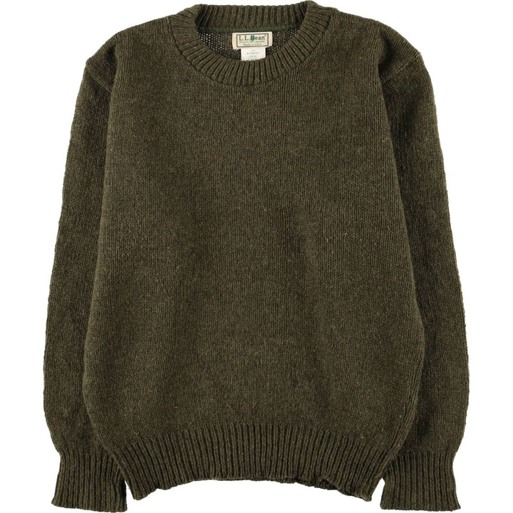 Vintage LLBean wool knit sweater from the 1970'S to 1980s, made in the USA, size L. wool Khaki type Vintage Second Hand