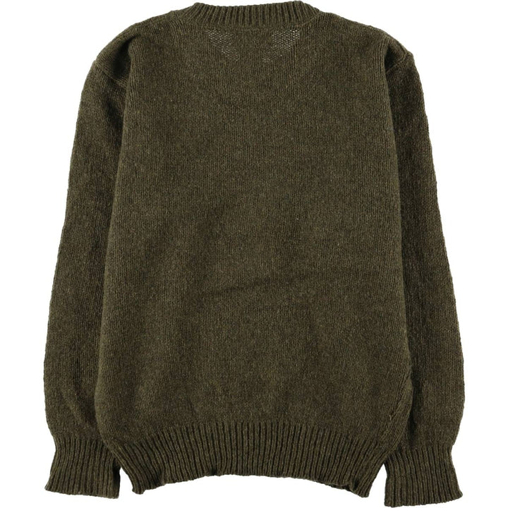 Vintage LLBean wool knit sweater from the 1970'S to 1980s, made in the USA, size L. wool Khaki type Vintage Second Hand
