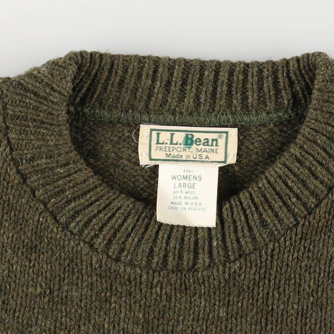 Vintage LLBean wool knit sweater from the 1970'S to 1980s, made in the USA, size L. wool Khaki type Vintage Second Hand
