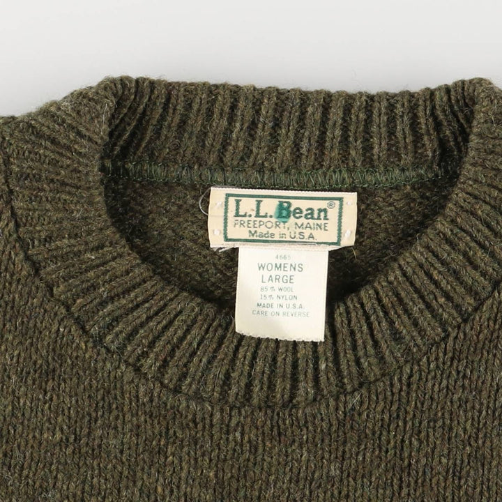 Vintage LLBean wool knit sweater from the 1970'S to 1980s, made in the USA, size L. wool Khaki type Vintage Second Hand