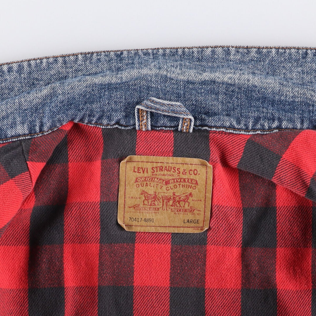 90'S Levi's 70417-4891 Denim Jacket, Made in USA, Men's Size L, Vintage cotton blue type Vintage Second Hand