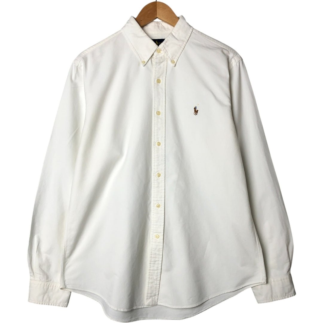 Ralph Lauren CUSTOM FIT long sleeve button down shirt, men's size L cotton white type Vintage Second Hand