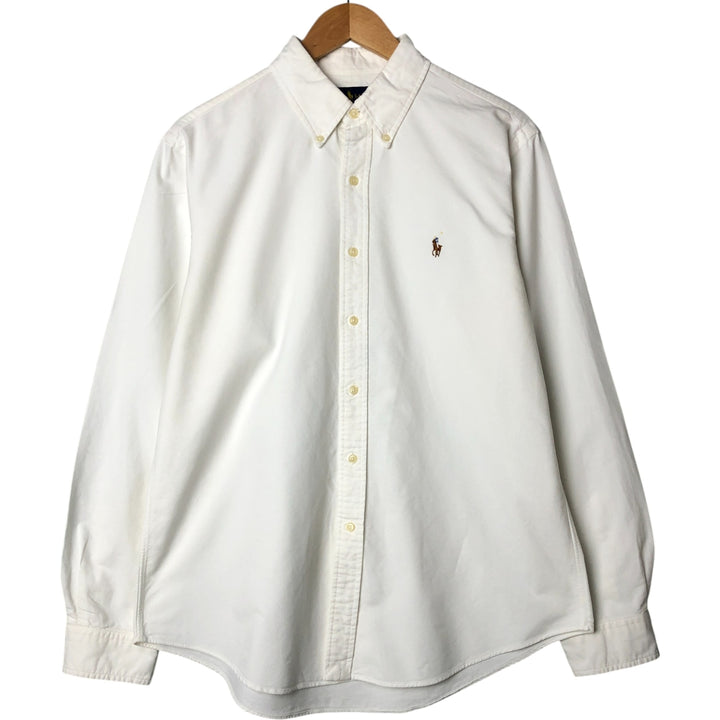 Ralph Lauren CUSTOM FIT long sleeve button down shirt, men's size L cotton white type Vintage Second Hand