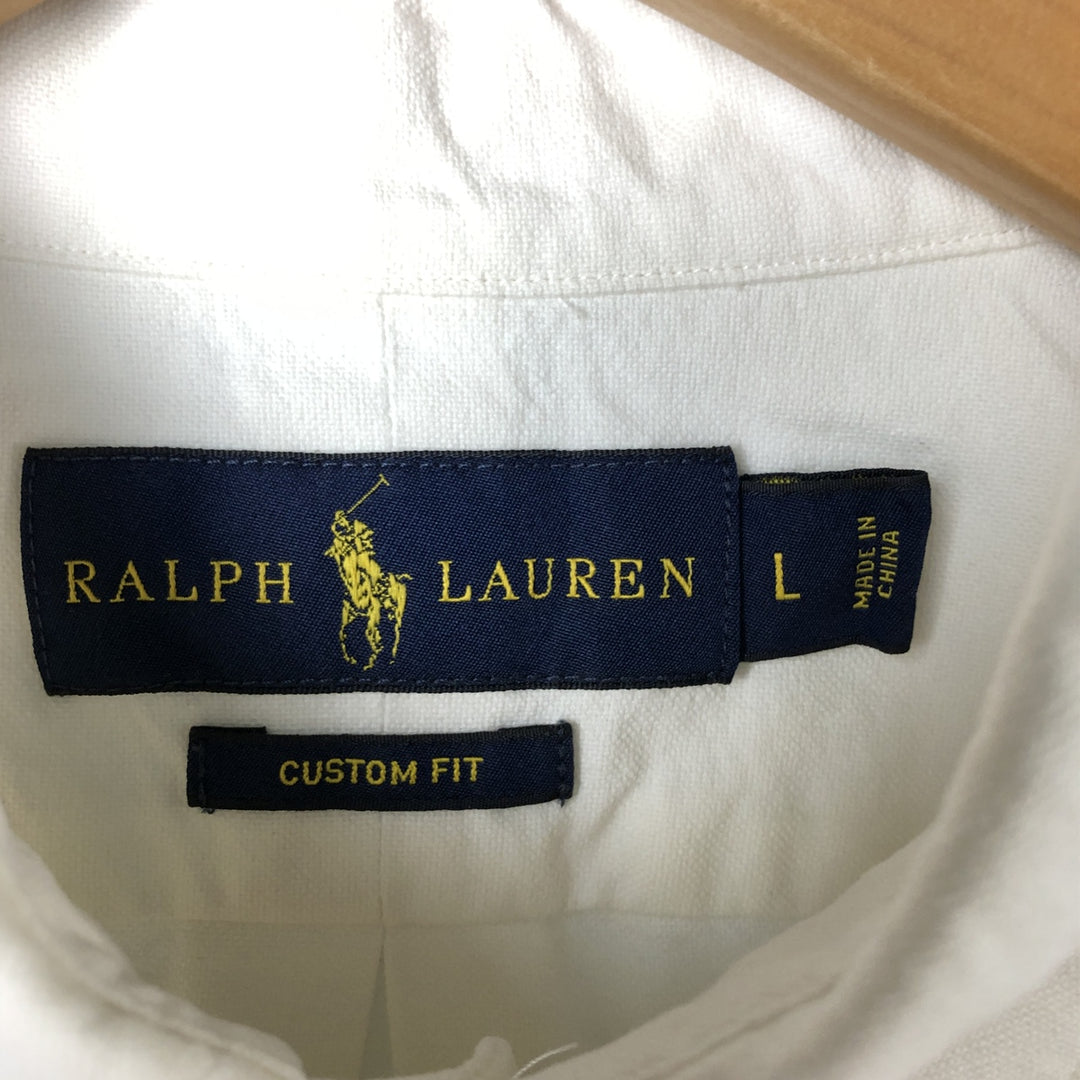 Ralph Lauren CUSTOM FIT long sleeve button down shirt, men's size L cotton white type Vintage Second Hand