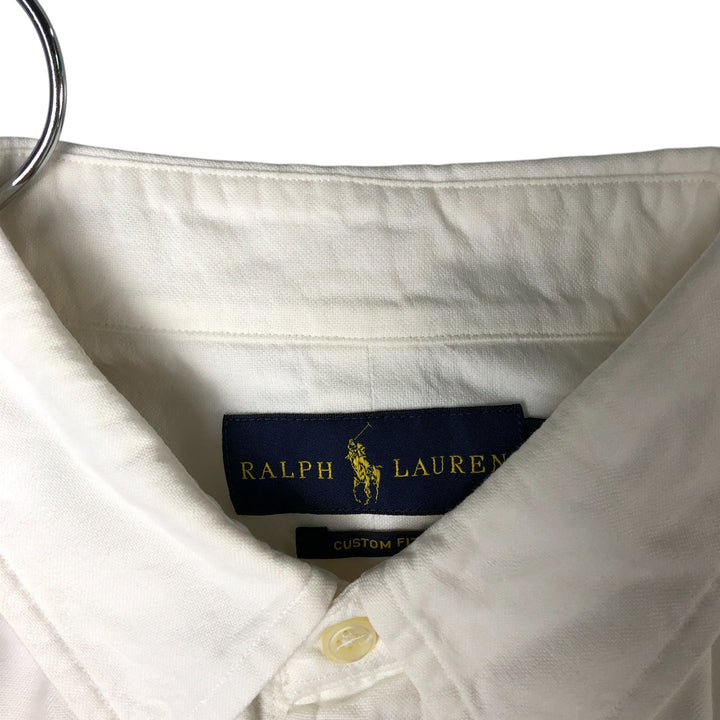 Ralph Lauren CUSTOM FIT long sleeve button down shirt, men's size L cotton white type Vintage Second Hand