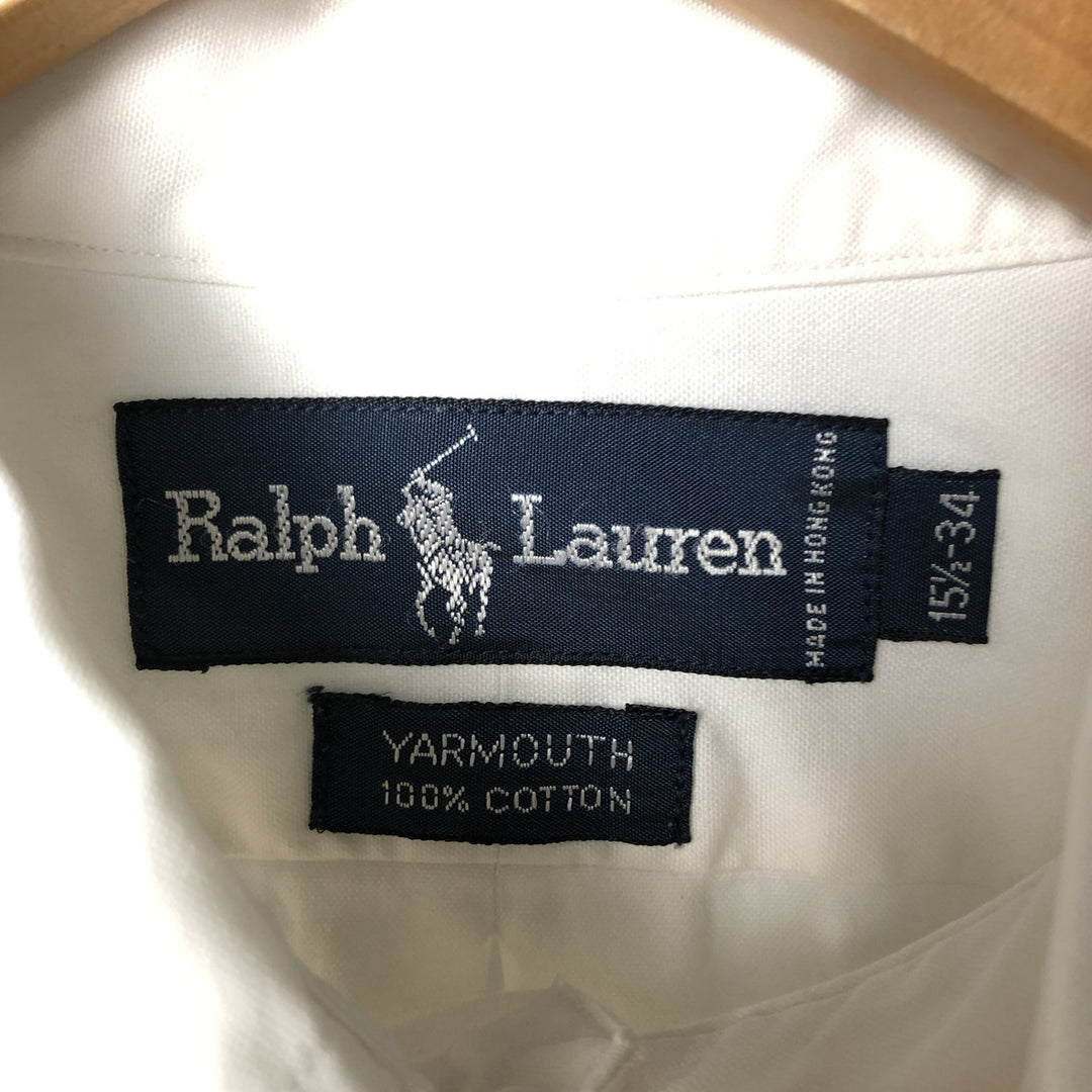 Ralph Lauren YARMOUTH long sleeve button down shirt, men's XL size cotton white type Vintage Second Hand