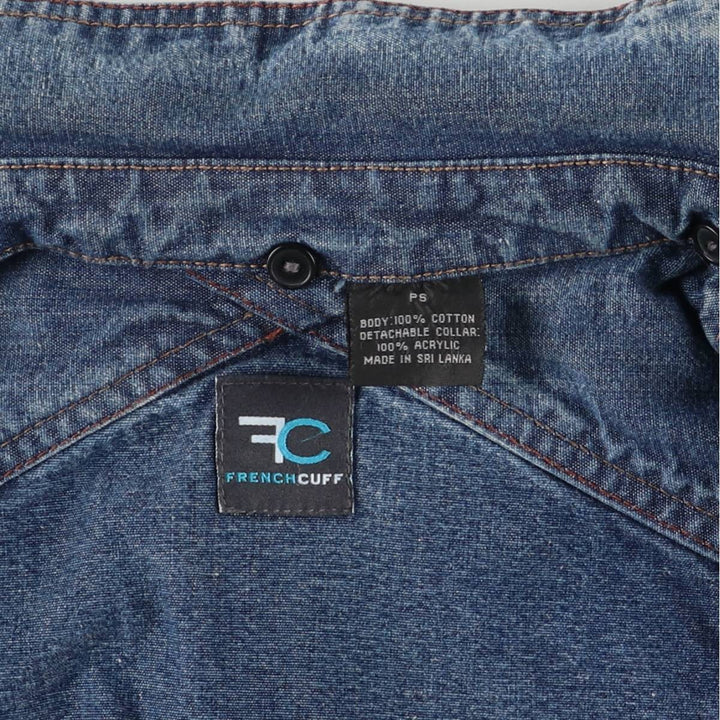 FRENCH CUFF denim jacket, women's size S cotton blue type Vintage Second Hand