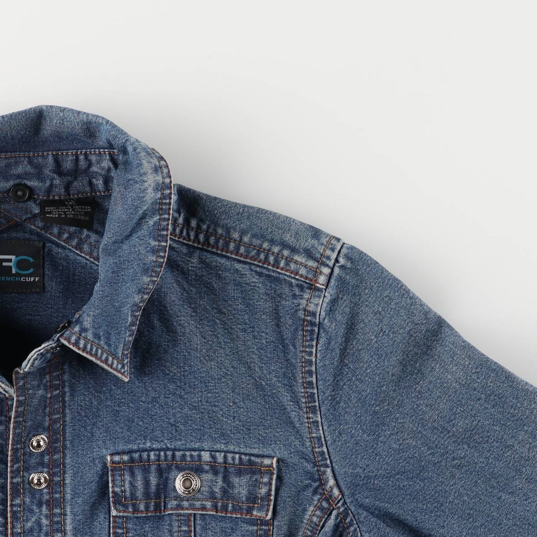 FRENCH CUFF denim jacket, women's size S cotton blue type Vintage Second Hand