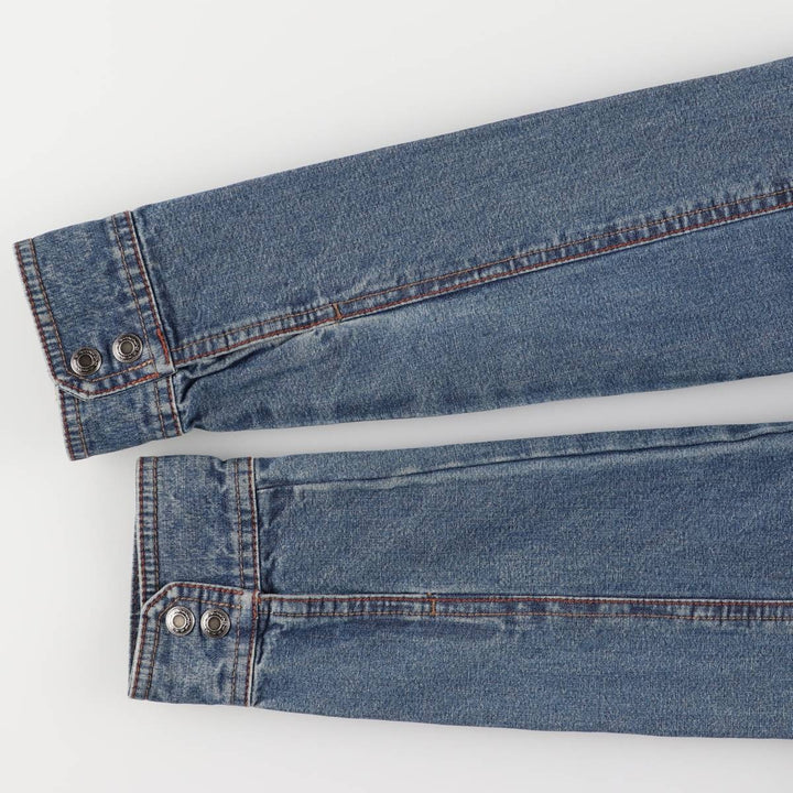 FRENCH CUFF denim jacket, women's size S cotton blue type Vintage Second Hand