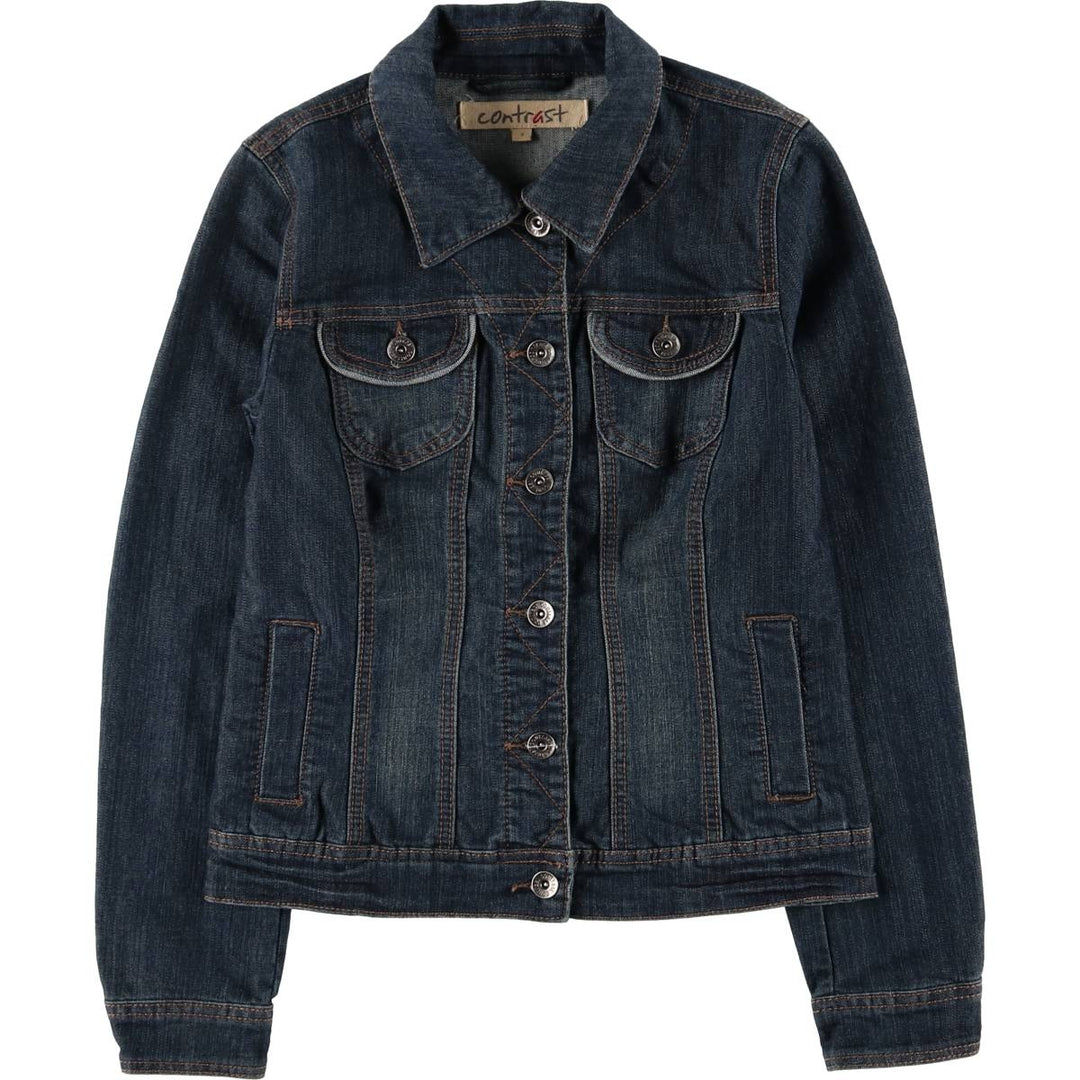 Contrast Denim Jacket, Women's Size S cotton blue type Vintage Second Hand