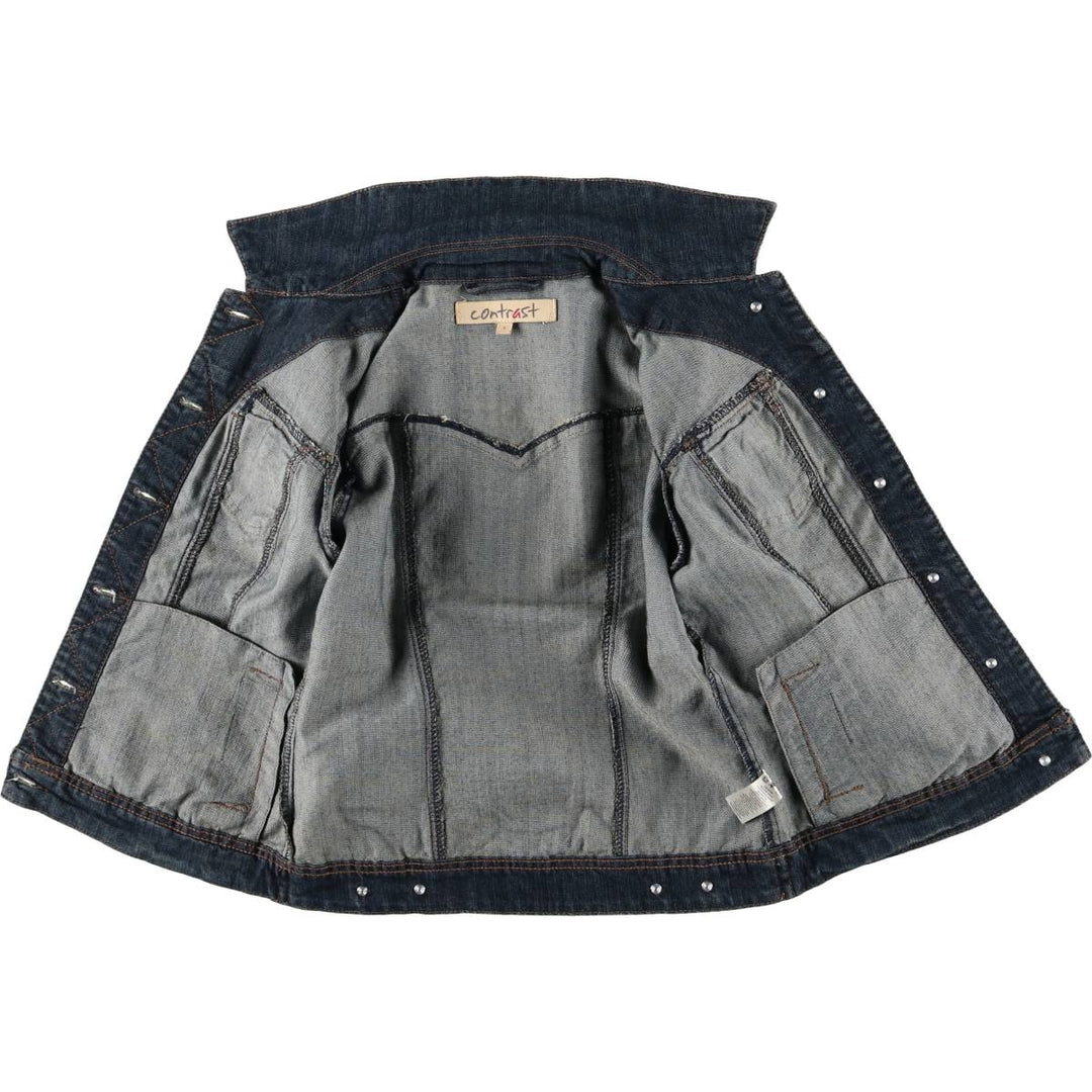 Contrast Denim Jacket, Women's Size S cotton blue type Vintage Second Hand