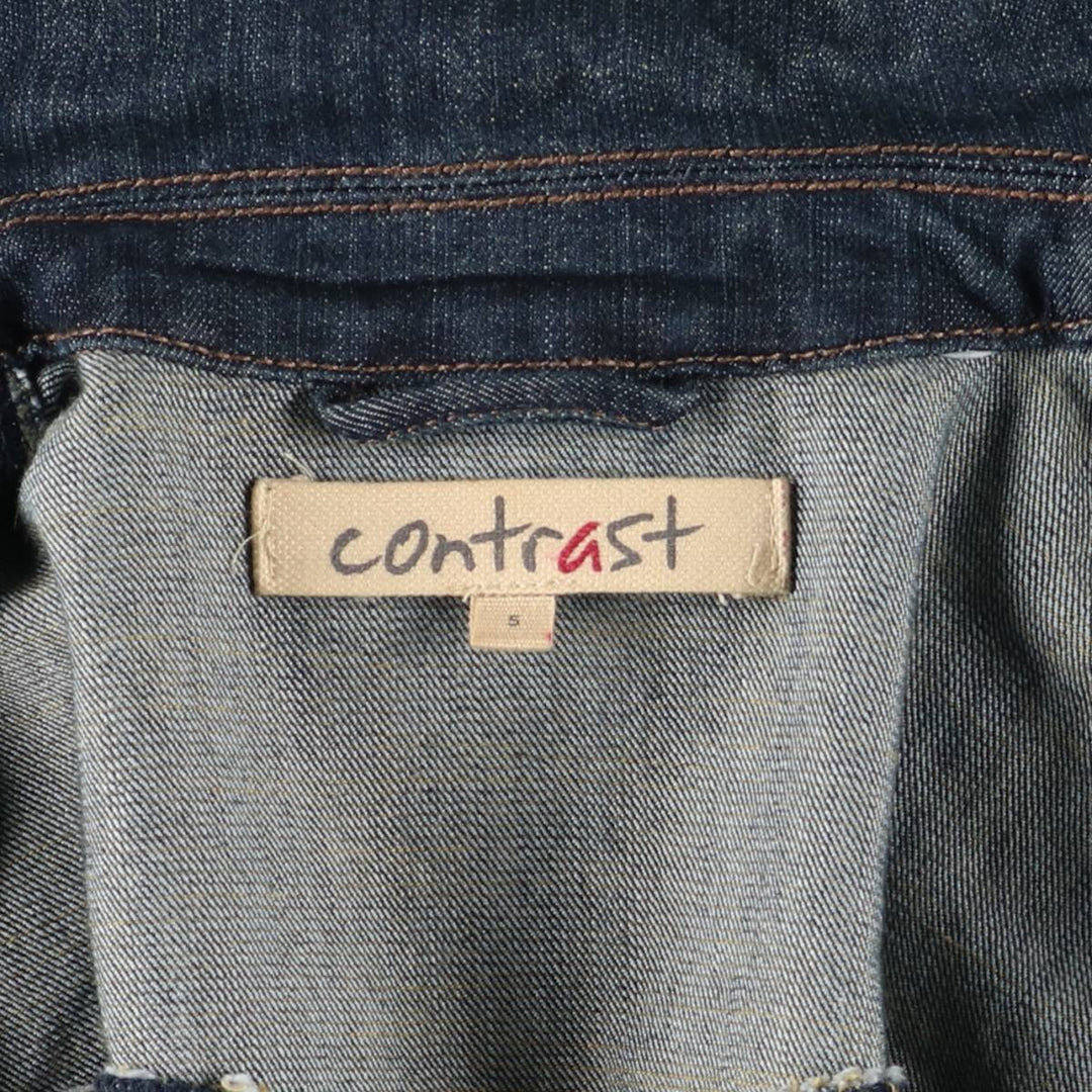 Contrast Denim Jacket, Women's Size S cotton blue type Vintage Second Hand