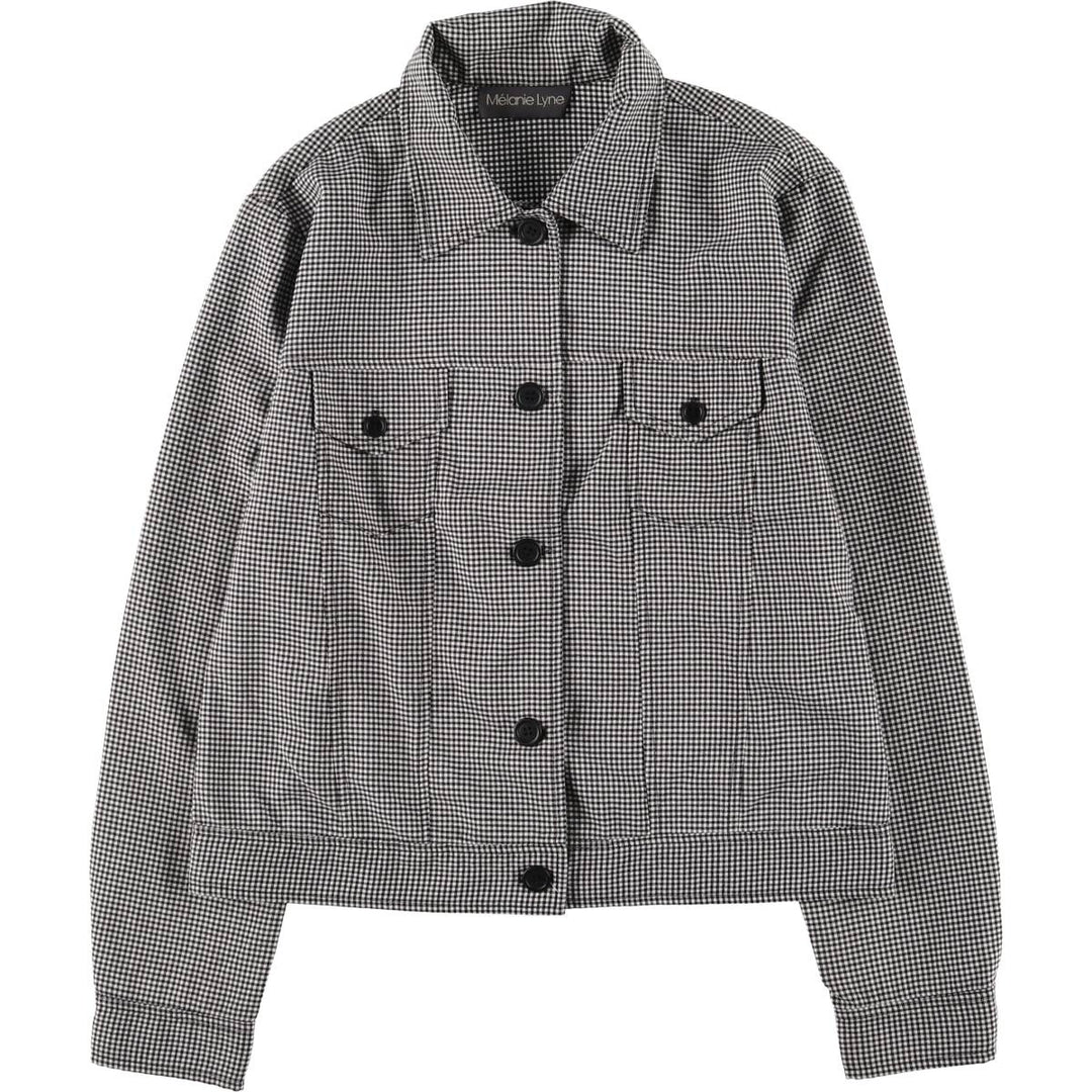 MELANIE LYNE Gingham Check Jacket, Made in Canada, Women's Size M polyester white type Vintage Second Hand